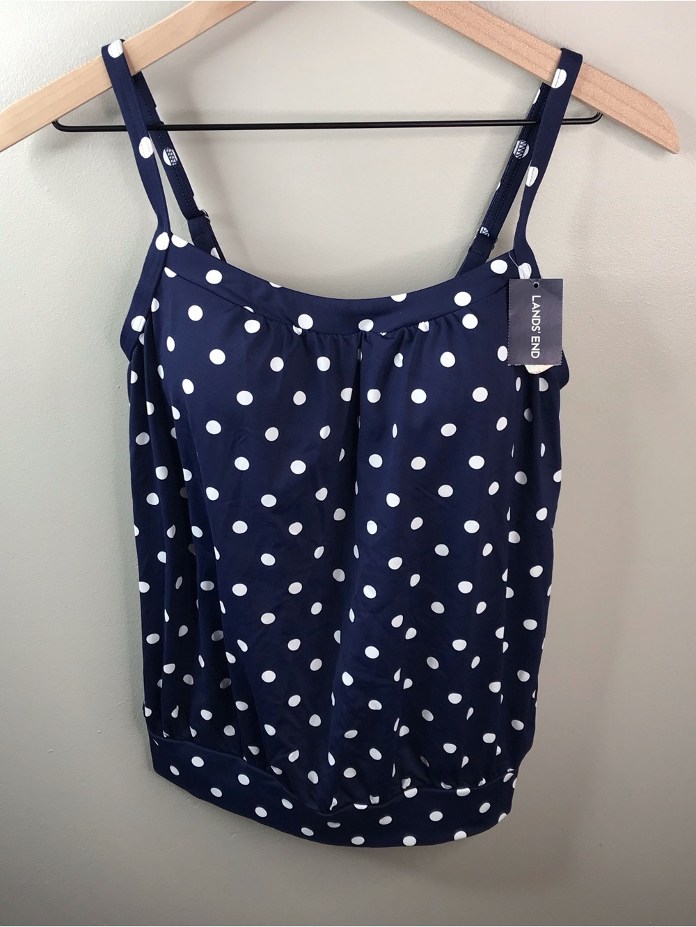 Lands’ End Navy Polka Dot Tankini Top
